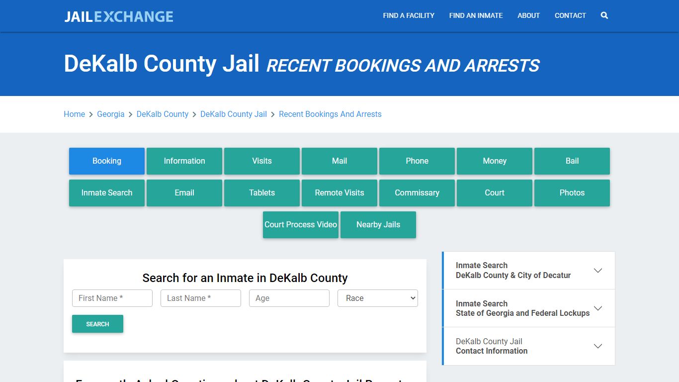 DeKalb County Jail GA Recent Arrests and Bookings - Jail Exchange